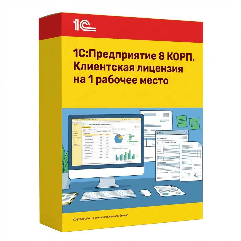 1С:Предприятие 8 КОРП. Клиентская лицензия на 1 рабочее место. Коробочная поставка *